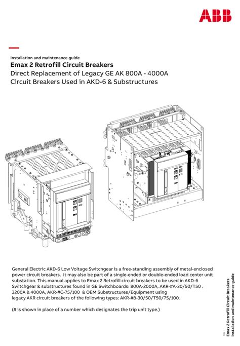 ABB Emax 2 Retrofill Installation And Maintenance Manual.